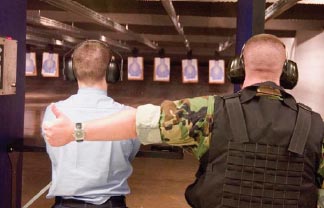 After weapons safety training and simulator training, recruits practice live fire.