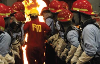 Firefighting is one of the most important phases of RTC training. Recruits learn in both the classroom and experience hands-on fire team training.
